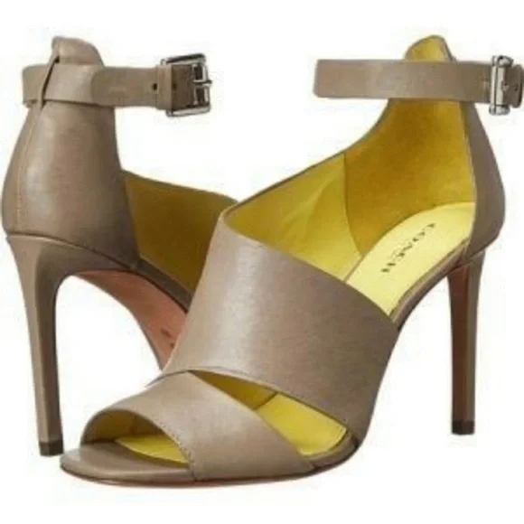 Coach Manhattan Leather Slate Grey Heels - Picture 1 of 6